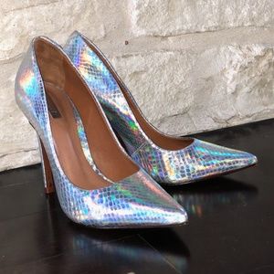 Schutz Iridescent Silver Pumps